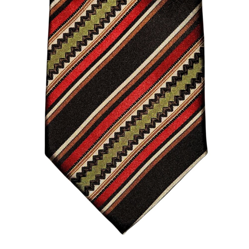 Etro Milano Necktie Tie Mens Multicolor Striped Silk Made in Italy Designer